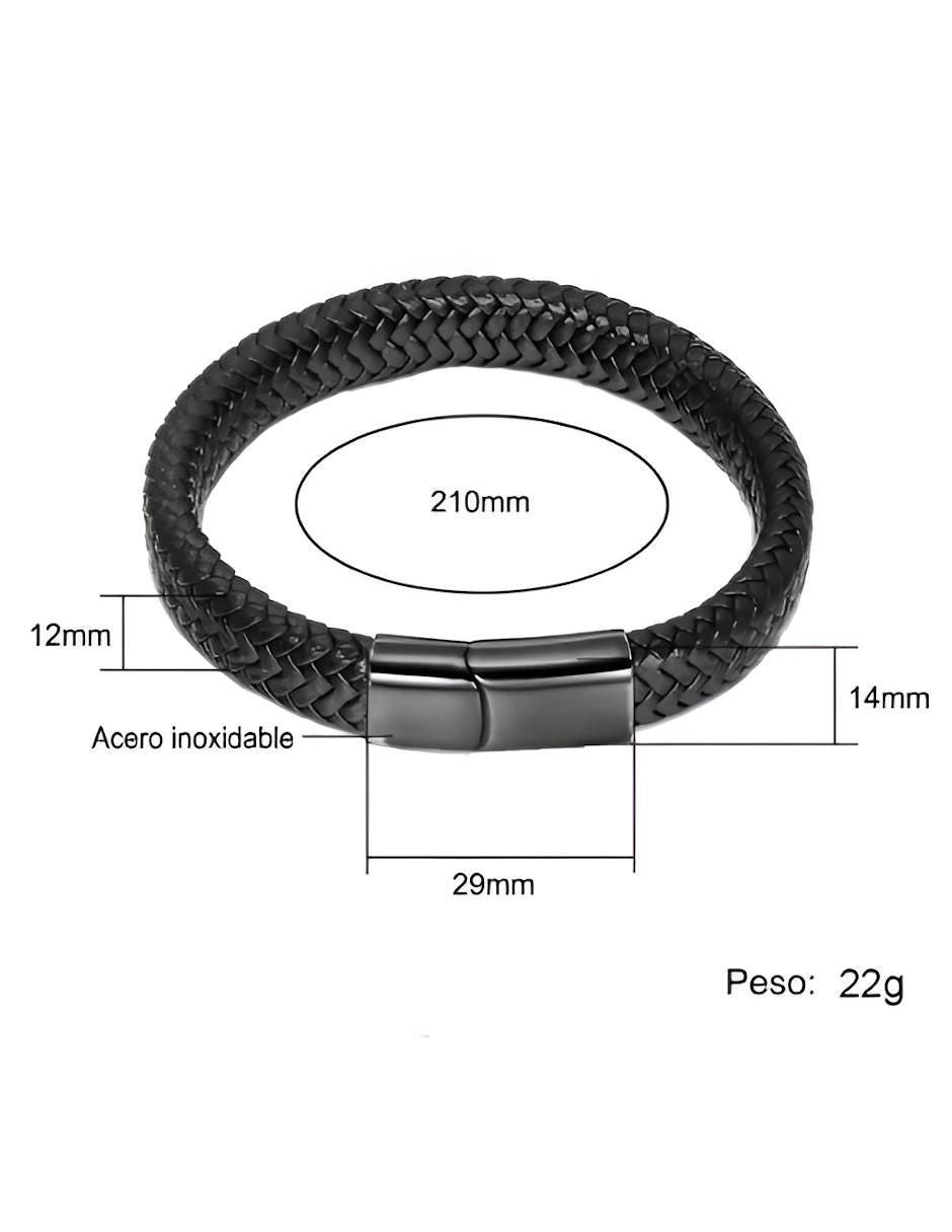 Pulsera Cuero Trenzado Magnetica Negra - Image 5