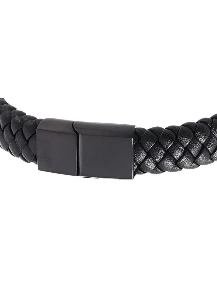 Pulsera Cuero Trenzado Magnetica Negra - Image 3