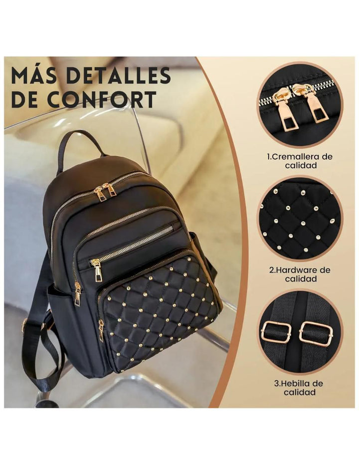 Mochila Antirrobo Impermeable Mujer Dorado - Image 2