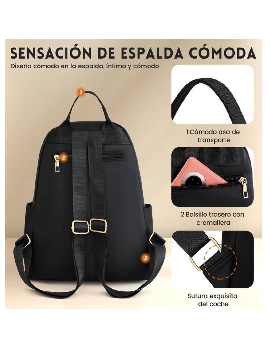 Mochila Antirrobo Impermeable Mujer Dorado - Image 4