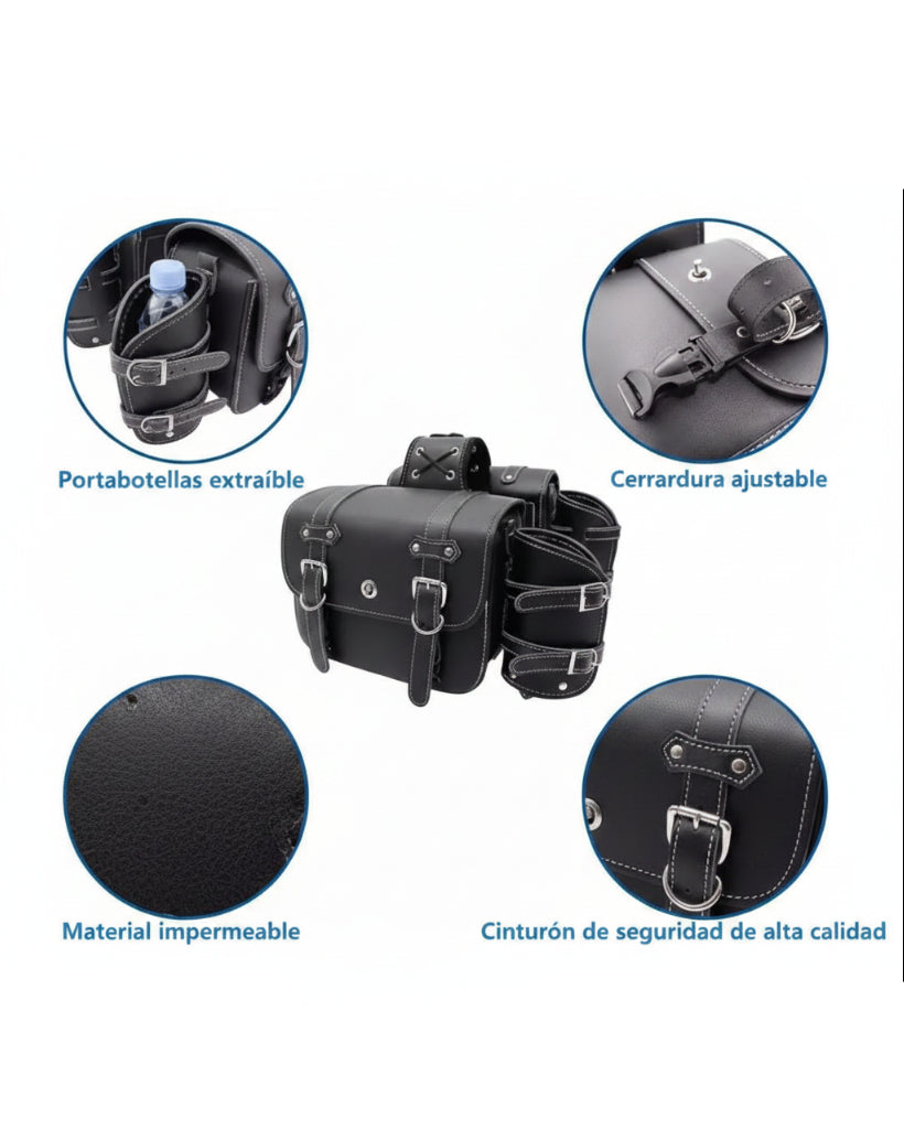 Alforjas Laterales Moto Cuero PU 7L - Image 3