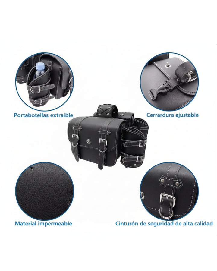 Alforjas Laterales Moto Cuero PU 7L - Image 3