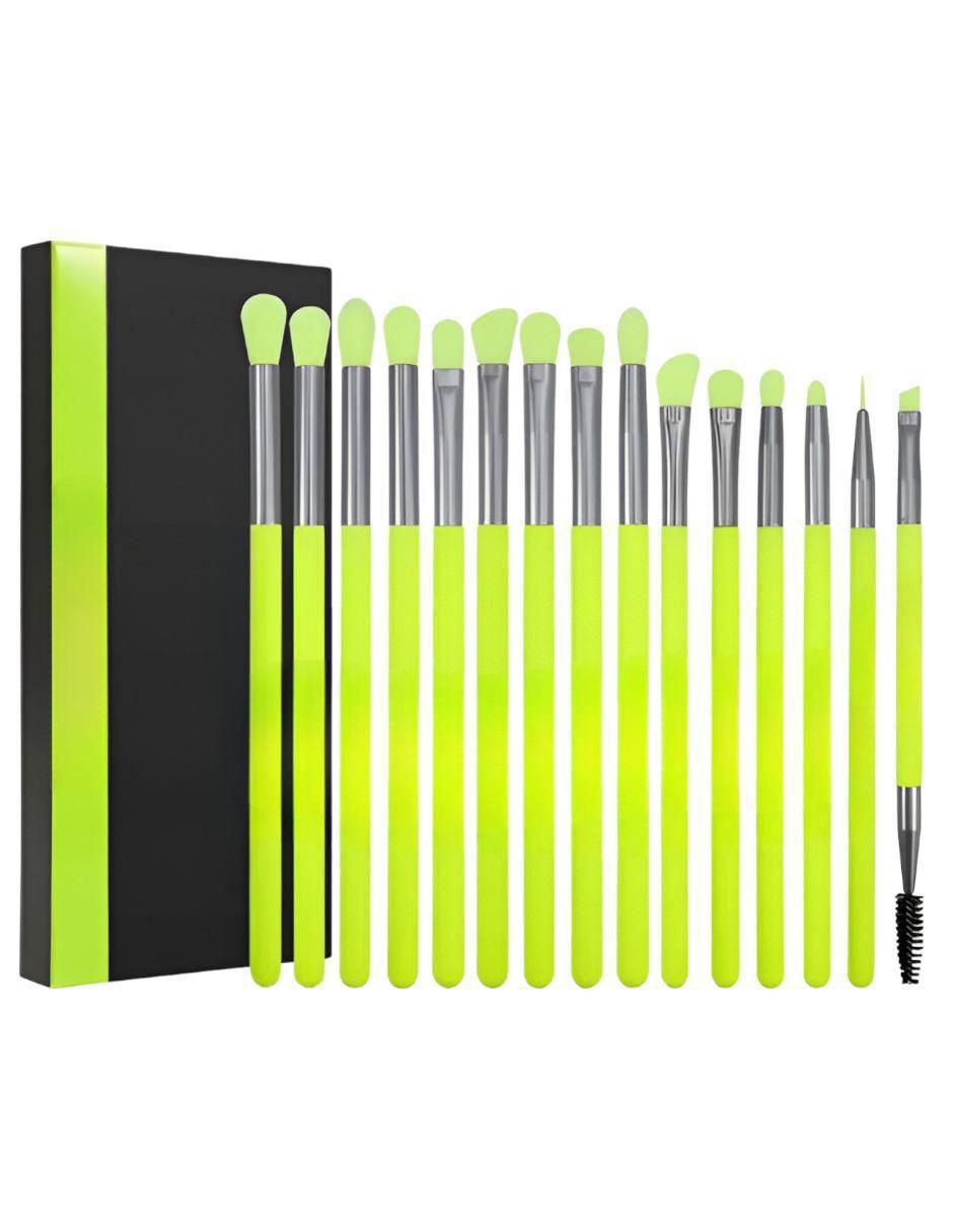 Brochas Maquillaje Verde Neón 15 piezas - Image 1