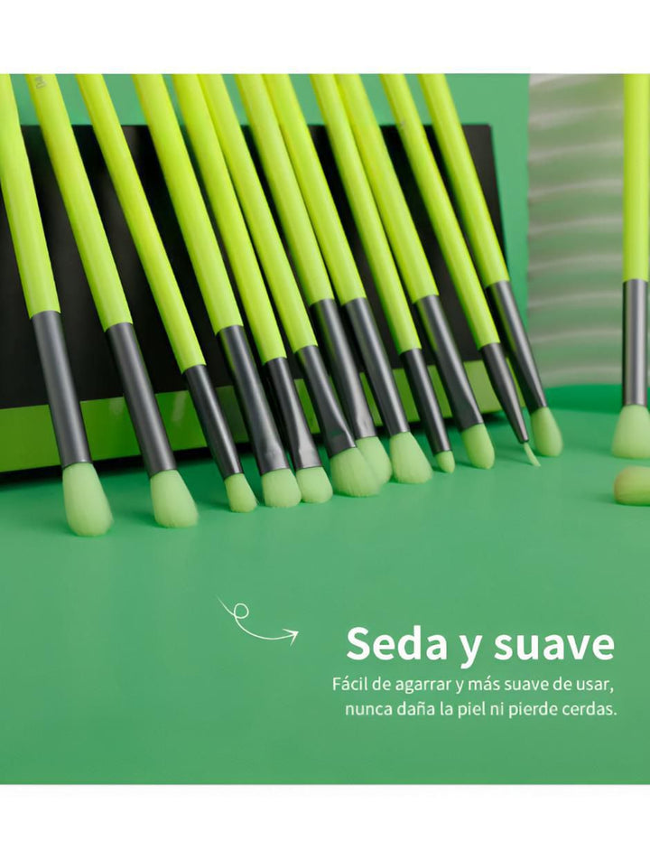 Brochas Maquillaje Verde Neón 15 piezas - Image 2
