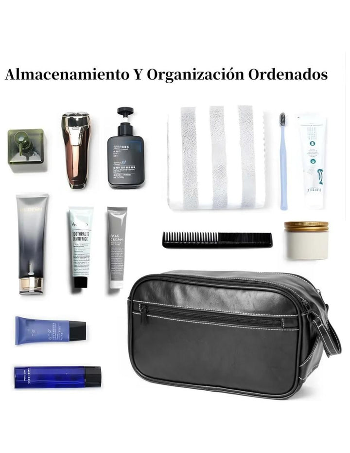 Neceser Cuero Negro Impermeable - Image 3