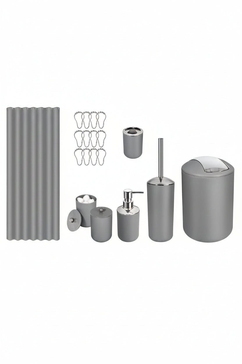 Set de Accesorios Baño Gris Mate 6 Piezas - Image 1