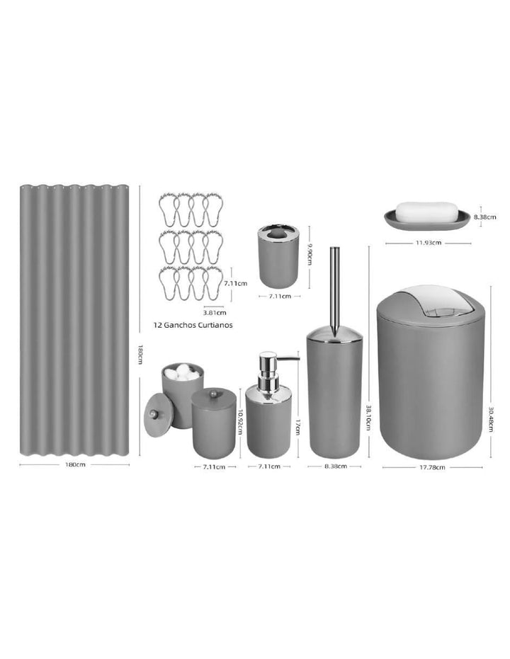 Set de Accesorios Baño Gris Mate 6 Piezas - Image 3