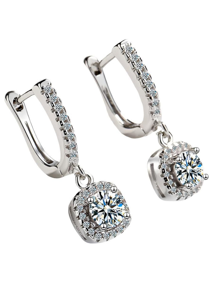 Arracadas Cuadradas Plata 925 Moissanita Brillante - Image 2