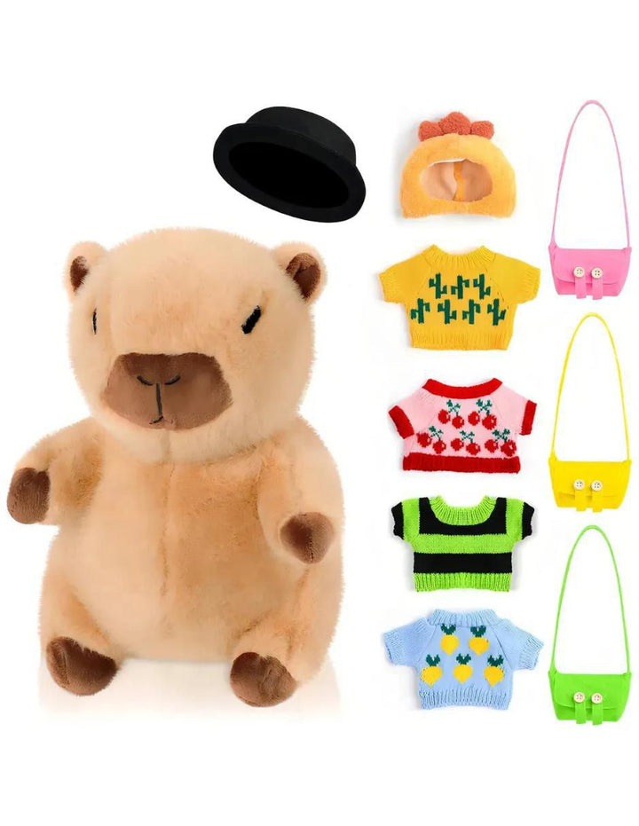 Peluche Capibara con 9 Trajes Kawaii - Image 1