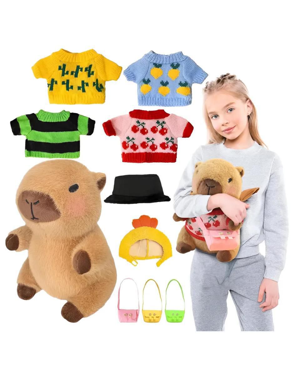Peluche Capibara con 9 Trajes Kawaii - Image 2
