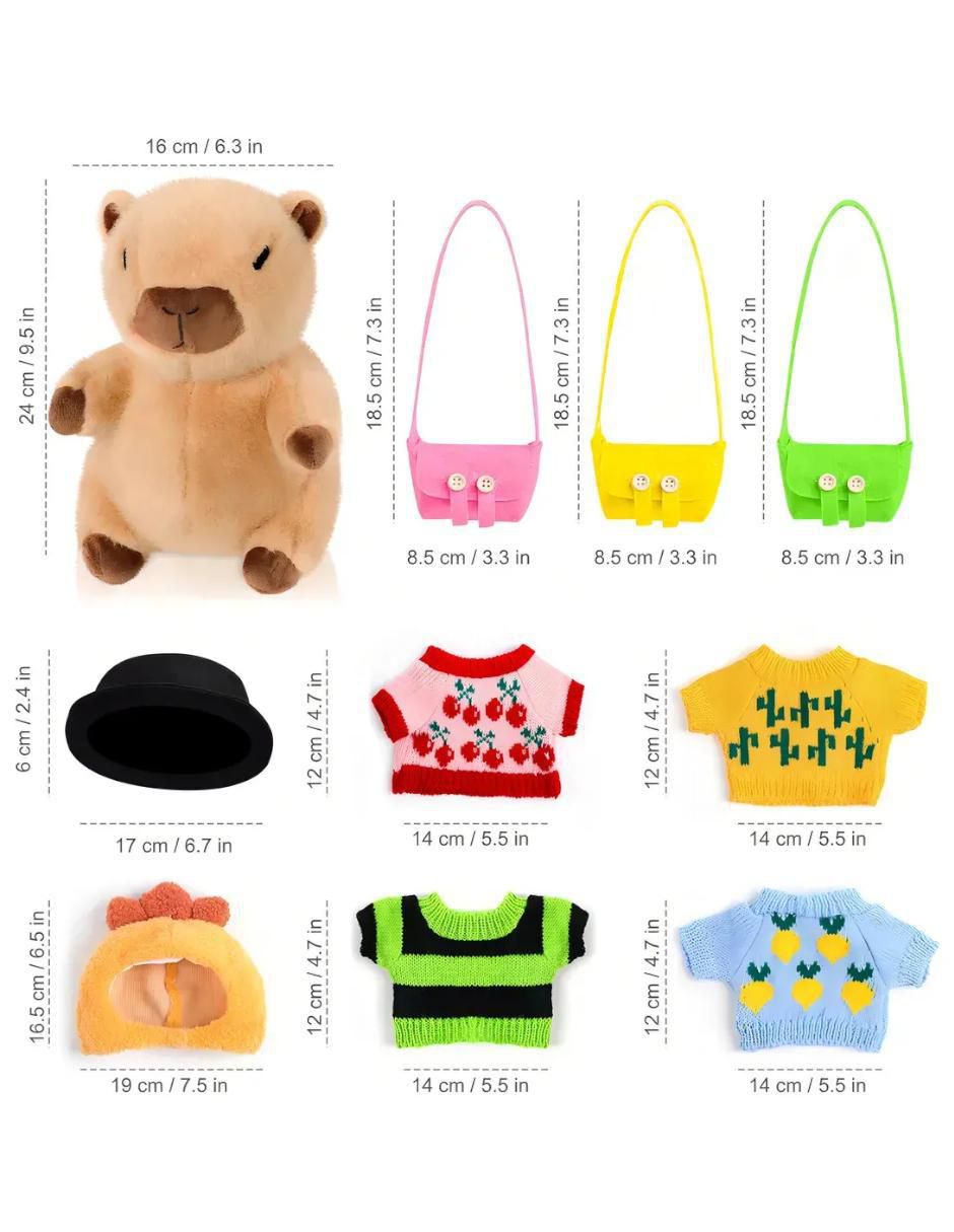 Peluche Capibara con 9 Trajes Kawaii - Image 4