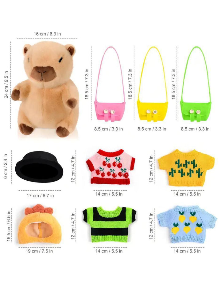 Peluche Capibara con 9 Trajes Kawaii - Image 4