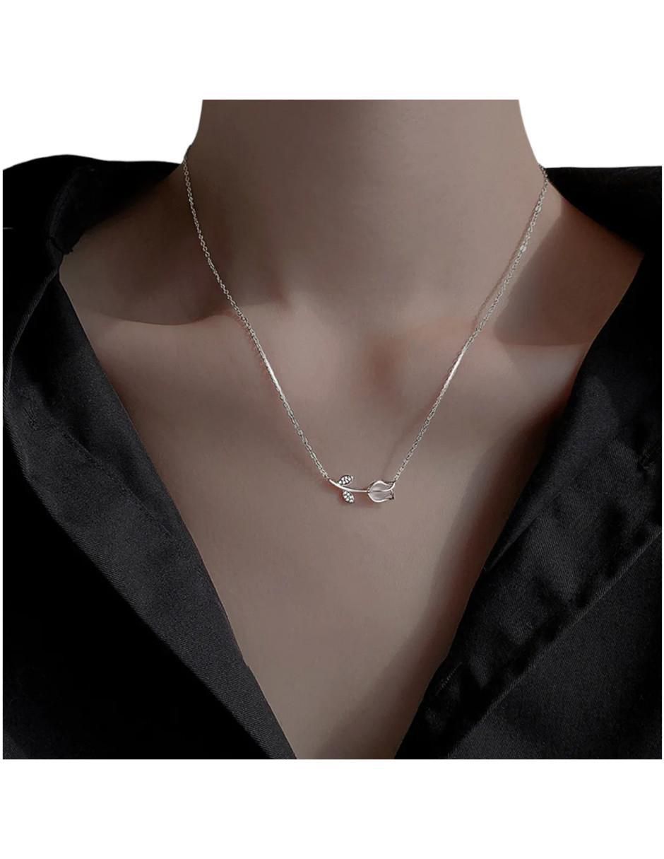 Aretes y Collar de Flor Plata 925 - Image 2