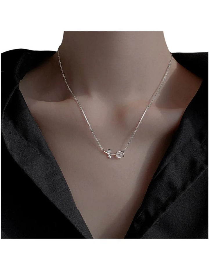 Aretes y Collar de Flor Plata 925 - Image 2