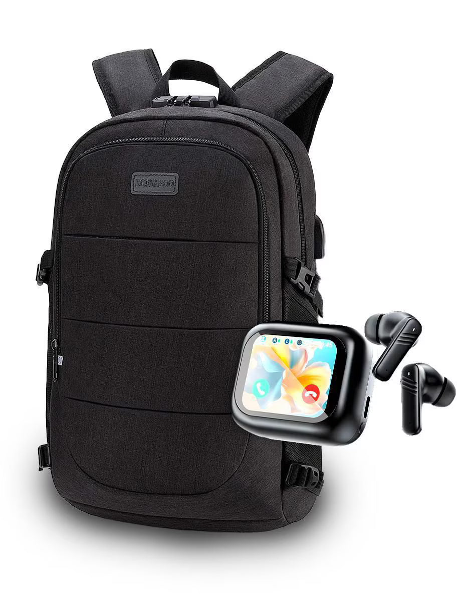Mochila Antirrobo Con Candado Y Audífonos Bluetooth