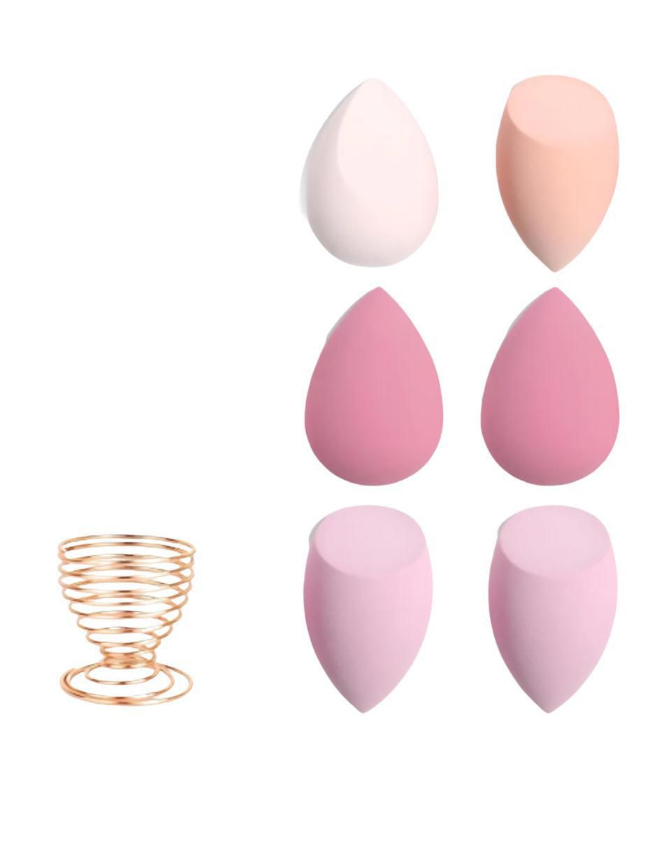 Set 6 Esponjas Aplicador Maquillaje Rosa - Image 1