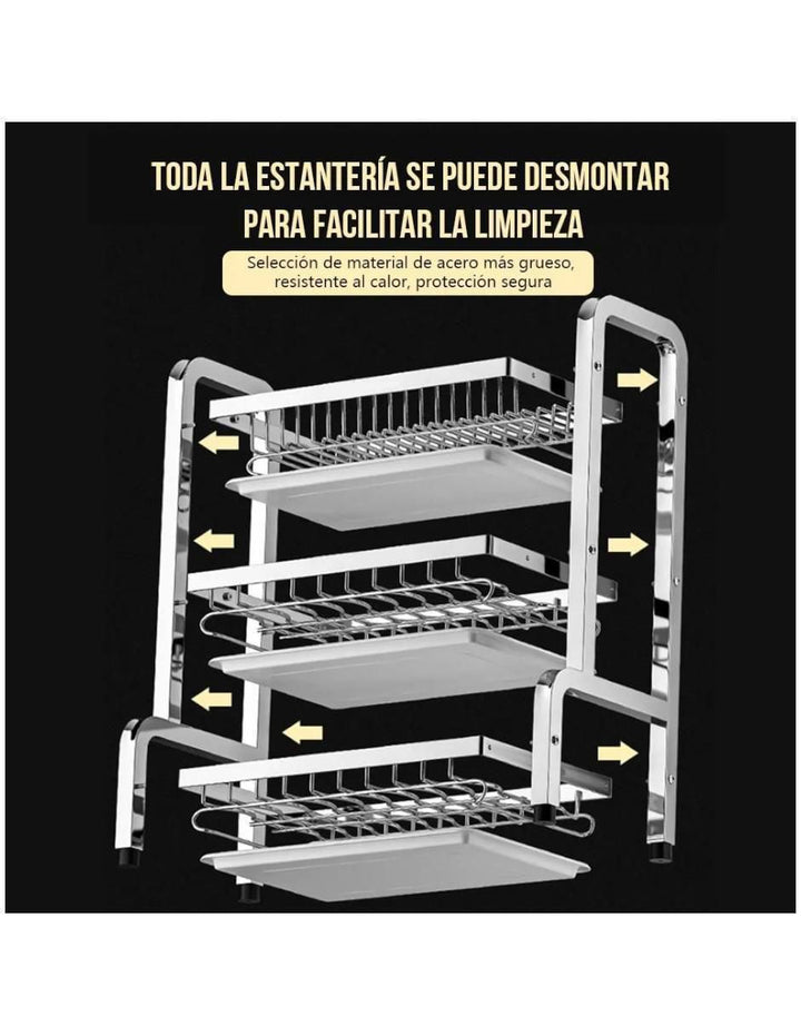 Escurridor de Trastes Acero Inoxidable 3 Gradas - Image 3