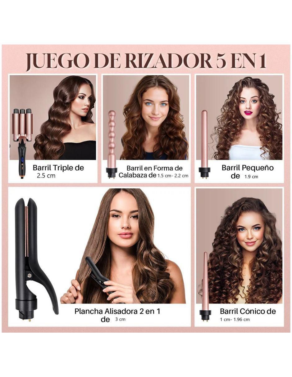 Rizador de Cabello 5 en 1 Cerámica con Iones Rosa - Image 3