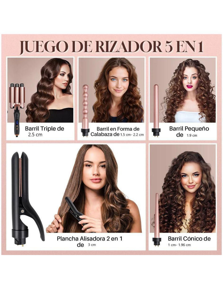 Rizador de Cabello 5 en 1 Cerámica con Iones Rosa - Image 3