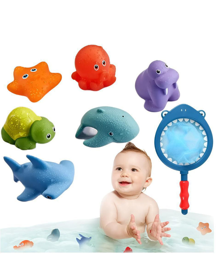 Juguetes de Baño Tiburones con Red 7 Piezas - Image 2