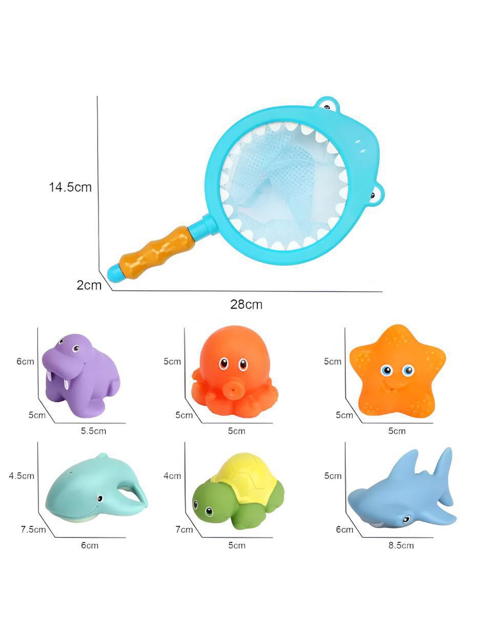 Juguetes de Baño Tiburones con Red 7 Piezas - Image 4