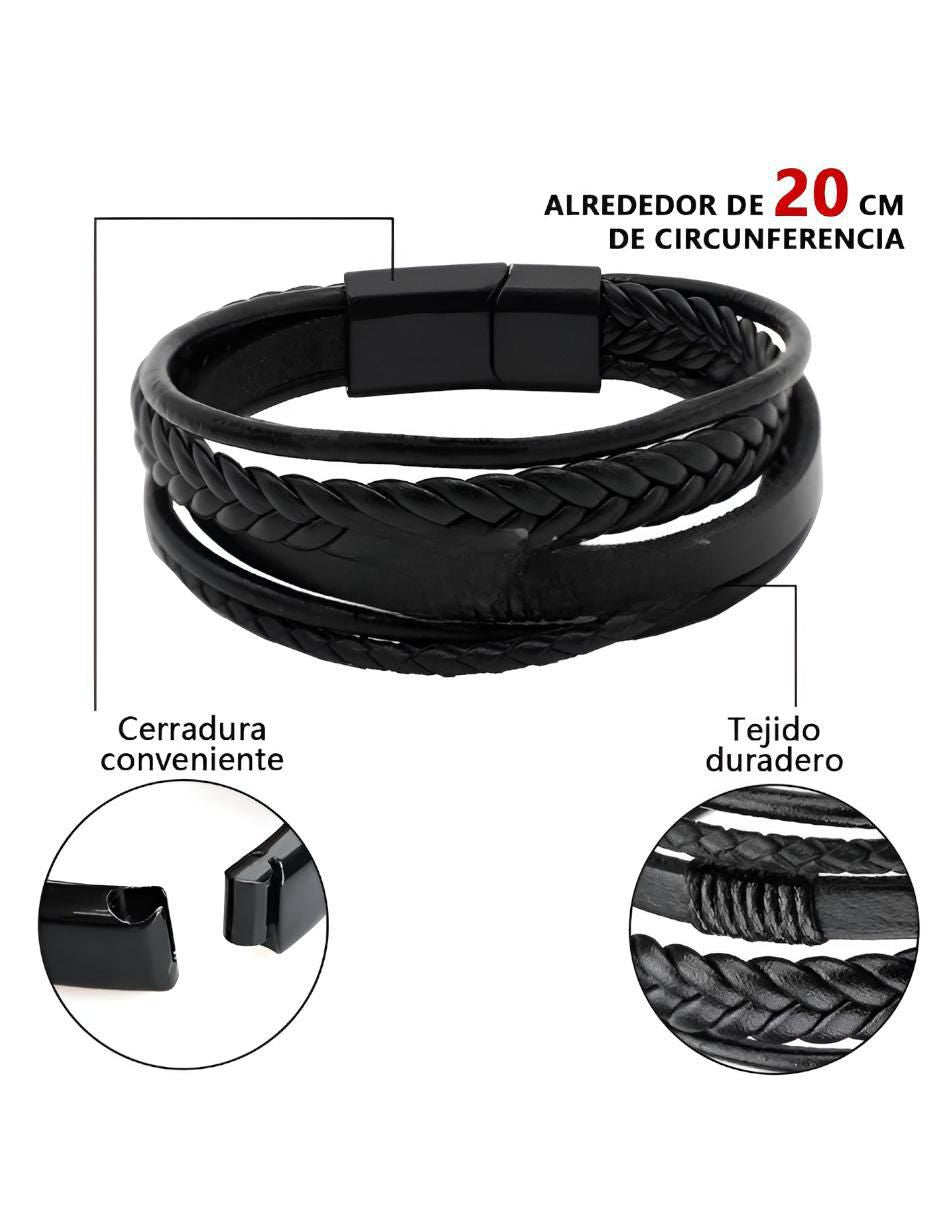 Pulsera de Cuero para Hombre con Hebilla Magnética - Image 3