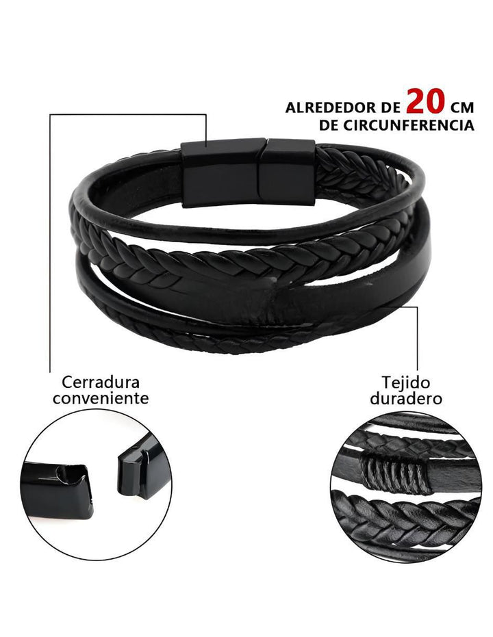 Pulsera de Cuero para Hombre con Hebilla Magnética - Image 3