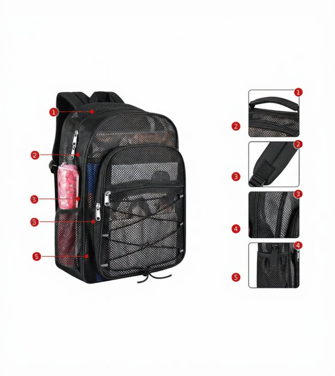 Mochila Malla Negra Transpirable - Image 2