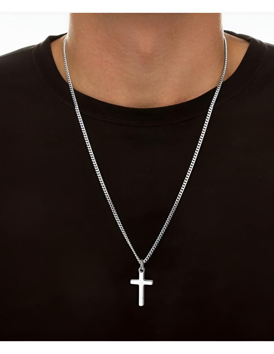 Collar de Cruz Acero Inoxidable Cadena Cubana - Image 3