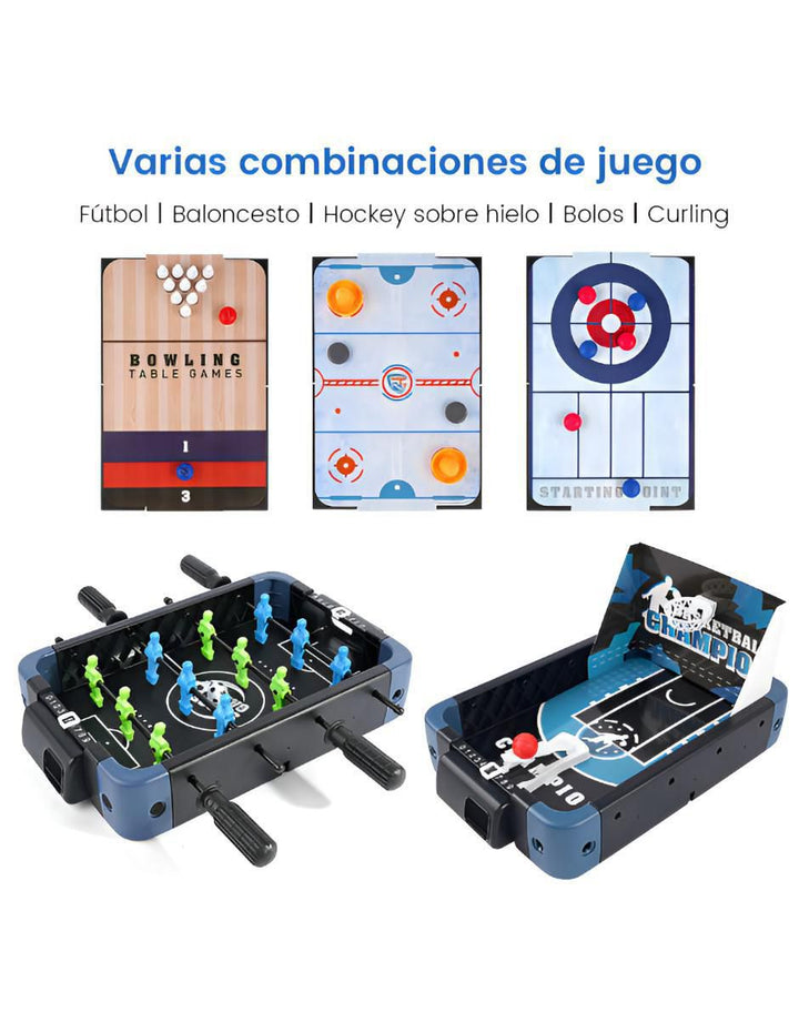 Futbolín de Mesa 5 en 1 Multijuego Familiar - Image 3