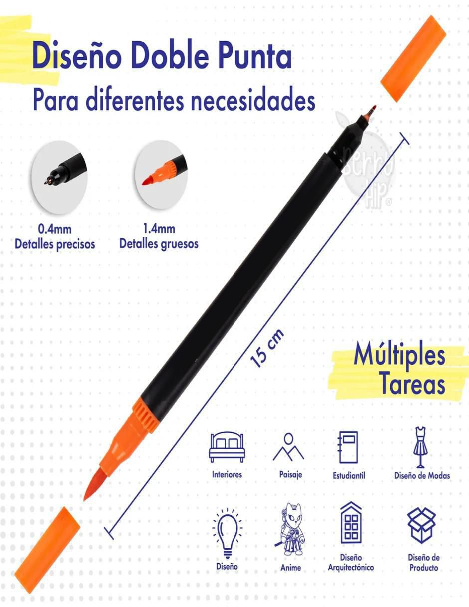 Marcadores Doble Punta Base Agua 120 Pz - Image 6