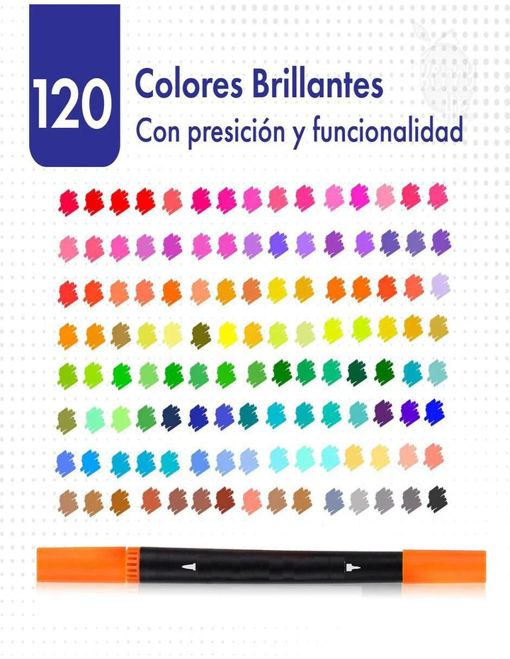 Marcadores Doble Punta Base Agua 120 Pz - Image 3