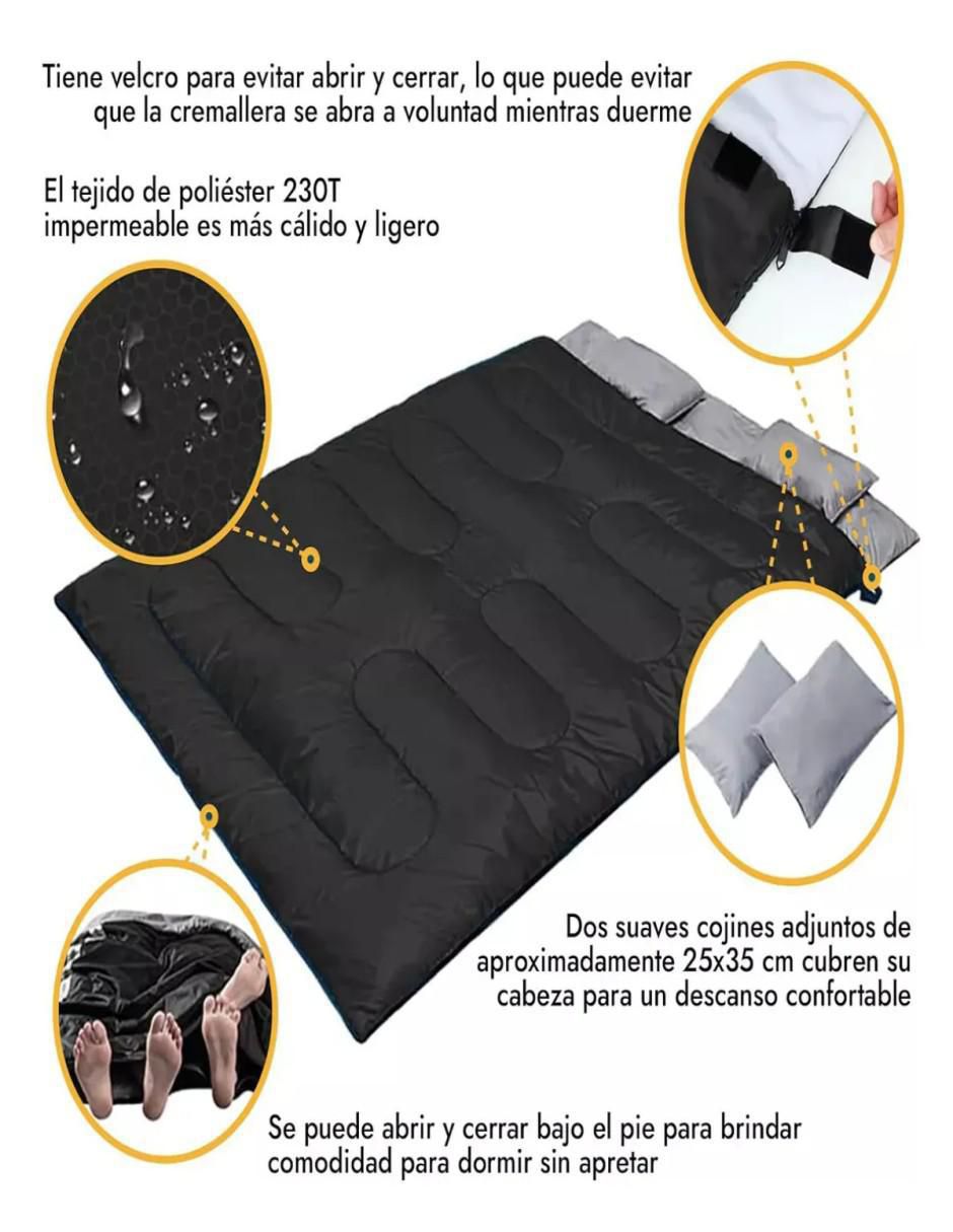 Saco de Dormir 2 Personas Negro - Image 3