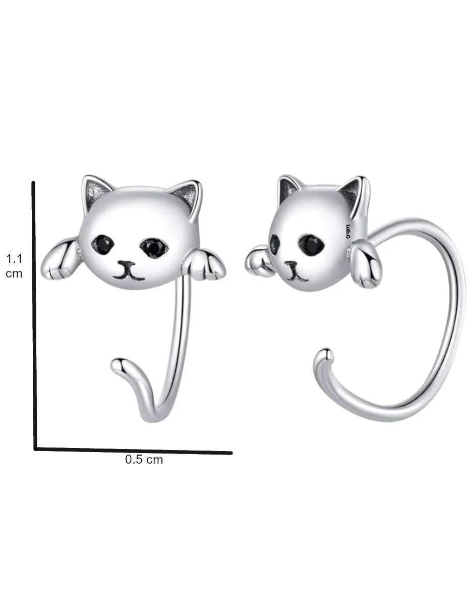 Aretes de Plata 925 con Diseño de Gato - Image 2