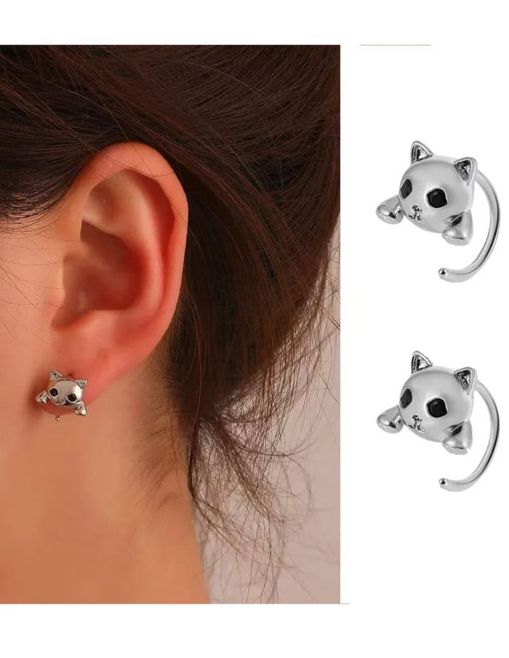 Aretes de Plata 925 con Diseño de Gato - Image 1