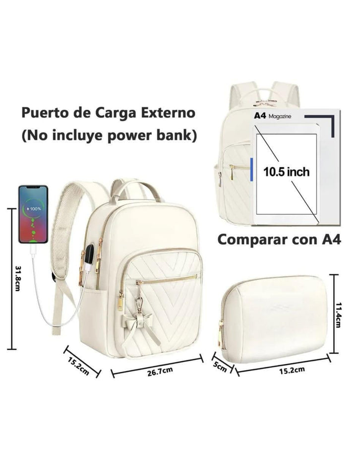 Mochila Antirrobo Impermeable Beige para Mujer - Image 6