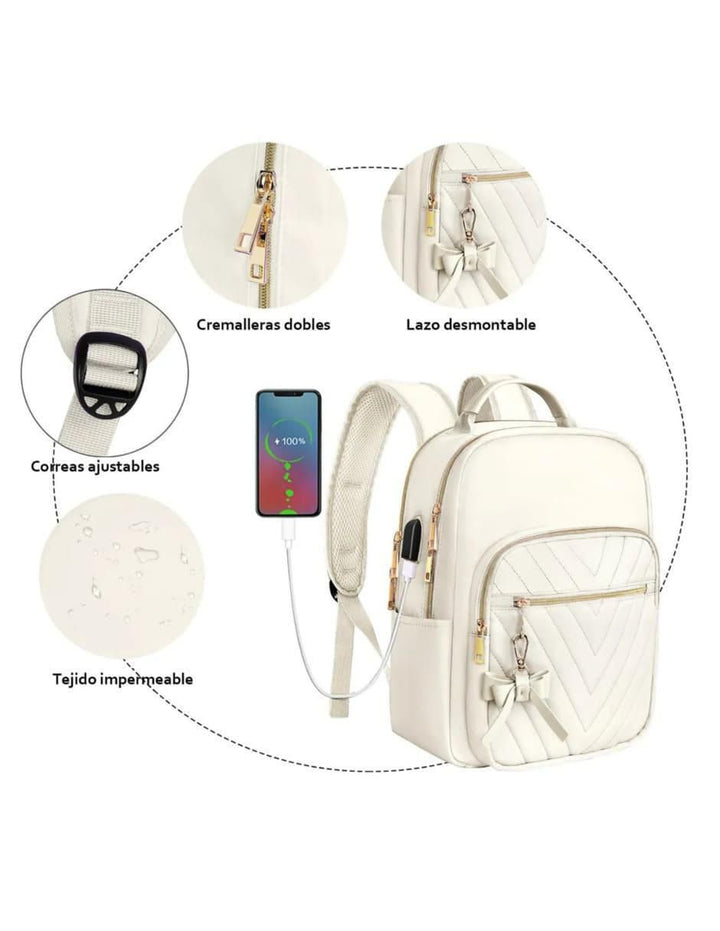 Mochila Antirrobo Impermeable Beige para Mujer - Image 3