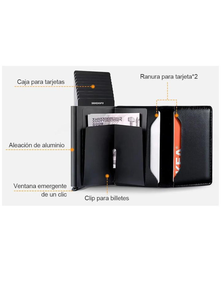 Cartera de Hombre Negra 9.5cm - Image 2