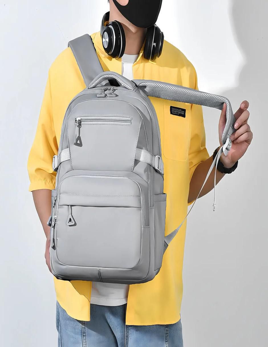 Mochila Escolar Impermeable Gris - Image 2