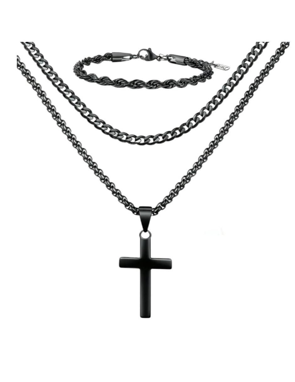 Collar y Pulsera de Cruz Doble Hebra - Image 1