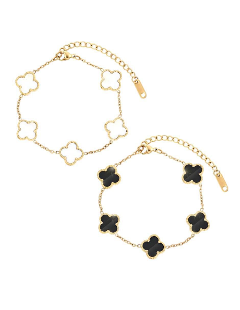 Pulseras Trébol Baño Oro 18K - Set 2 Piezas - Image 1