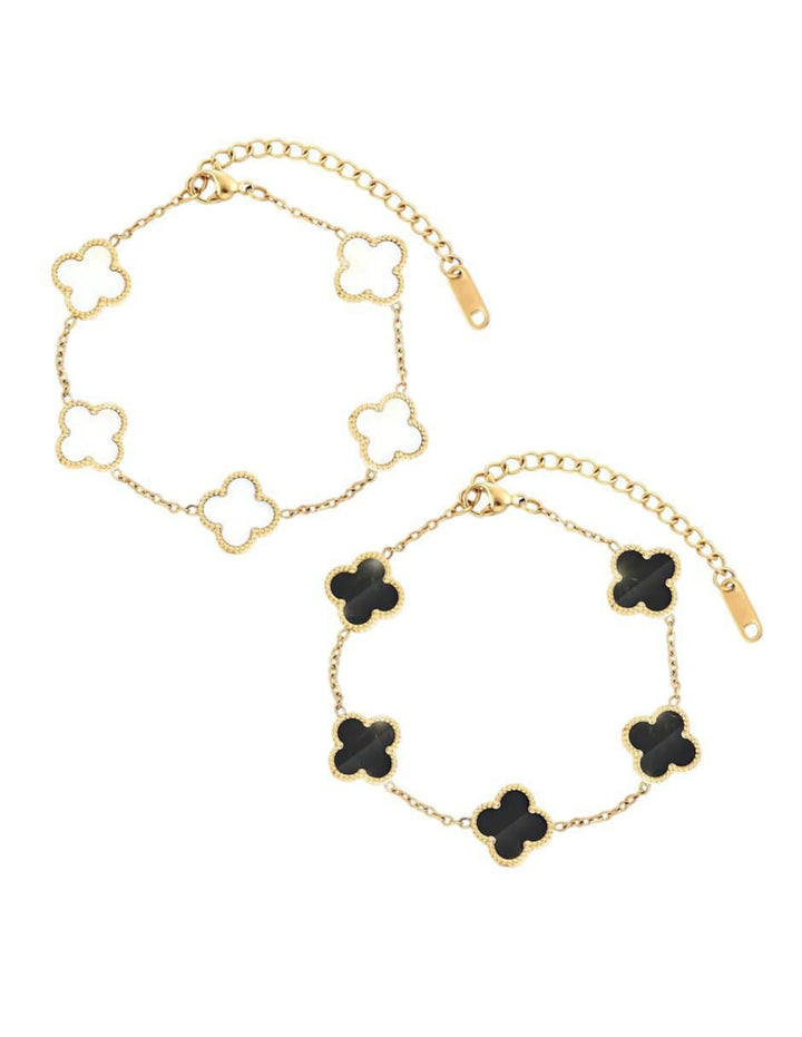 Pulseras Trébol Baño Oro 18K - Set 2 Piezas - Image 1
