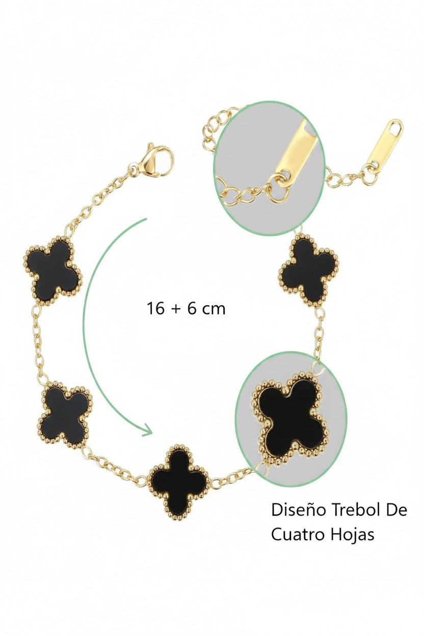 Pulseras Trébol Baño Oro 18K - Set 2 Piezas - Image 3