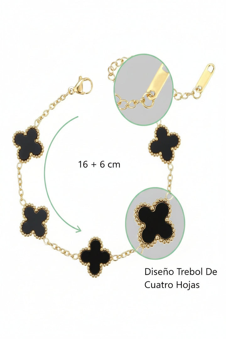 Pulseras Trébol Baño Oro 18K - Set 2 Piezas - Image 3