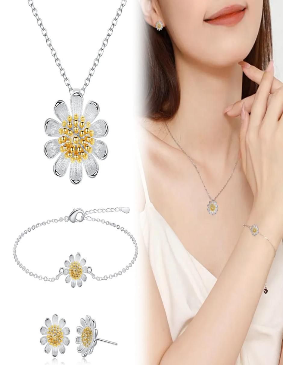 Conjunto de Joyas Flor Elegante 3 Piezas - Image 2