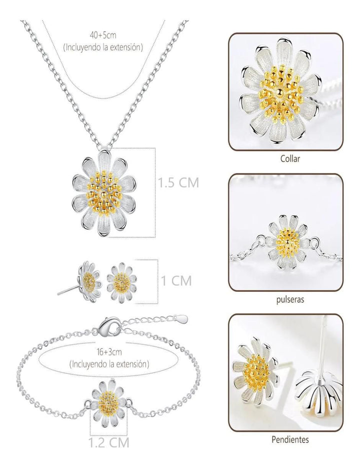 Conjunto de Joyas Flor Elegante 3 Piezas - Image 5