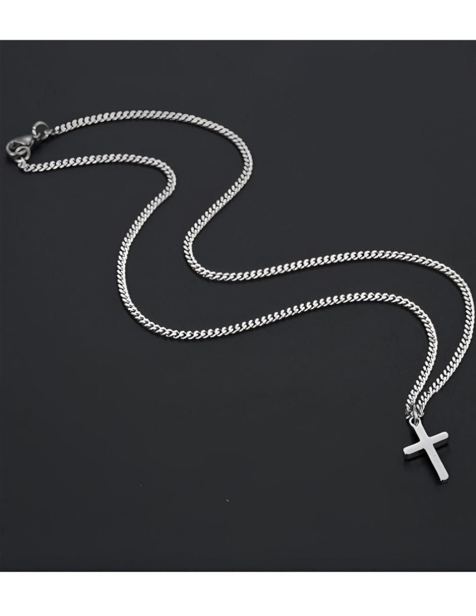 Collar de Cruz Plateado - Image 2