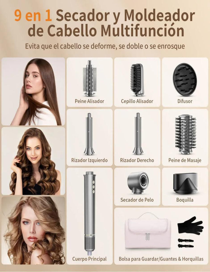 Secadora de Cabello 9 en 1 con Rizador Alisador - Image 4