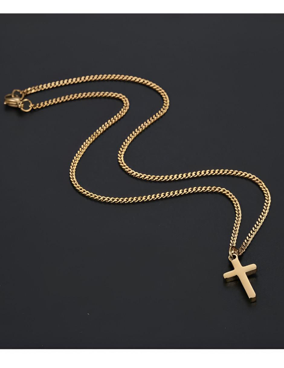 Collar Cruz Acero Inoxidable Dorado - Image 4