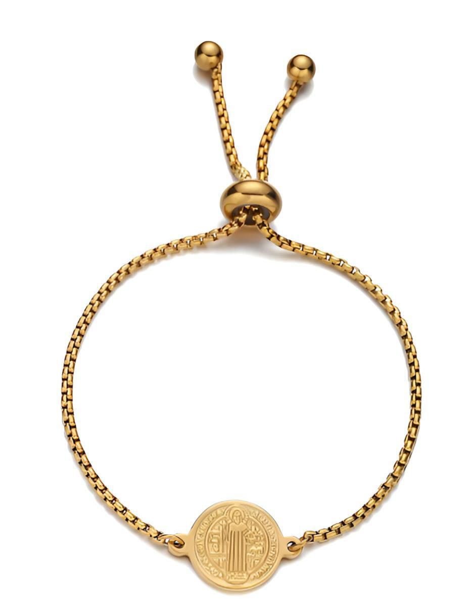 Pulsera Ajustable de San Benito Plateada - Image 1